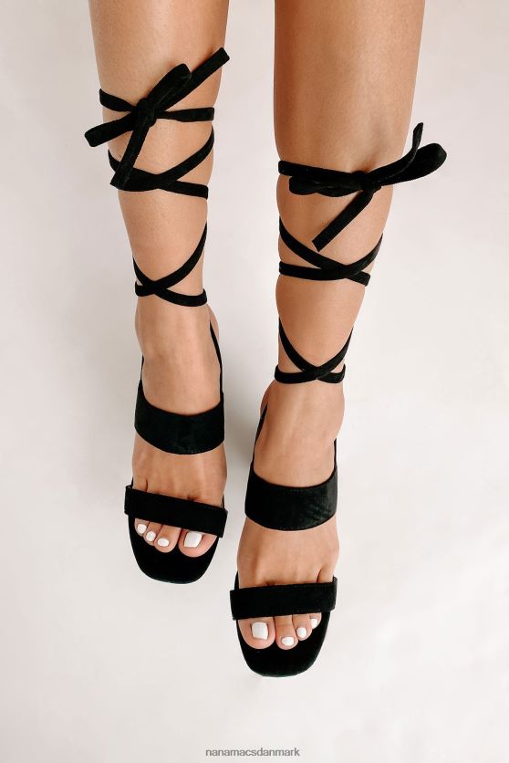 blandede signaler ankelbinde i imiteret ruskindshæl NanaMacs XJPBDL3997 sort