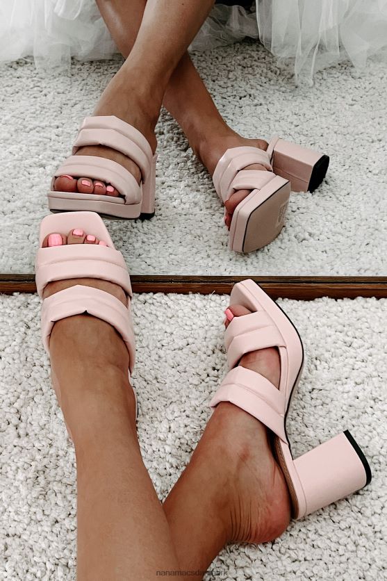 dobbelt så mange problemer med firkantede hæle med polstret rem NanaMacs XJPBDL3938 lyserød