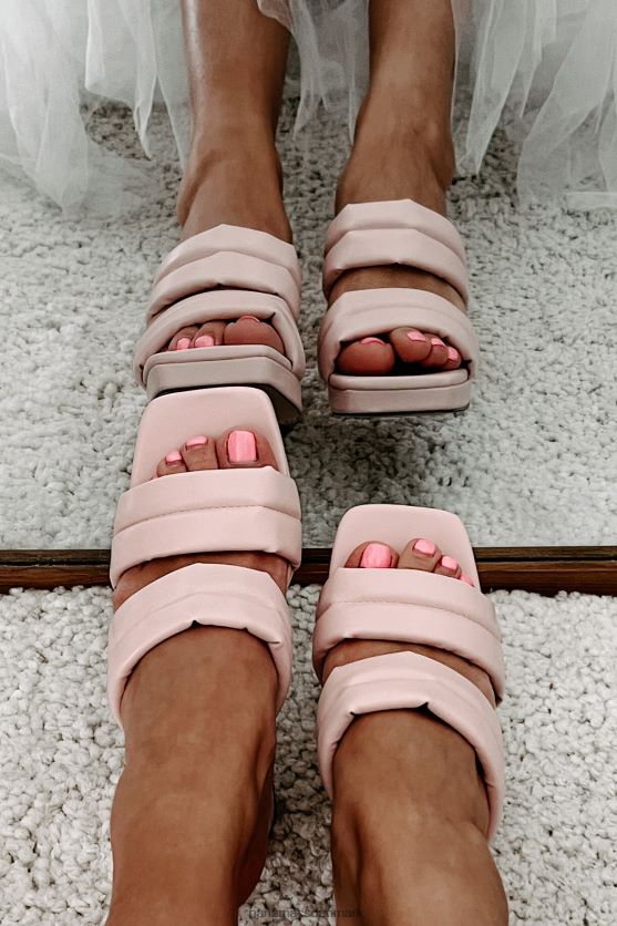 dobbelt så mange problemer med firkantede hæle med polstret rem NanaMacs XJPBDL3938 lyserød