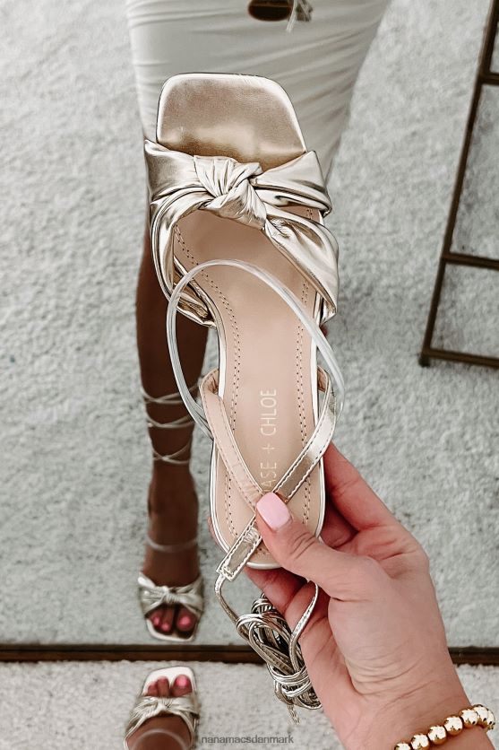 evigt glamourøse knudrede metalliske wrap-hæle NanaMacs XJPBDL3935 guld