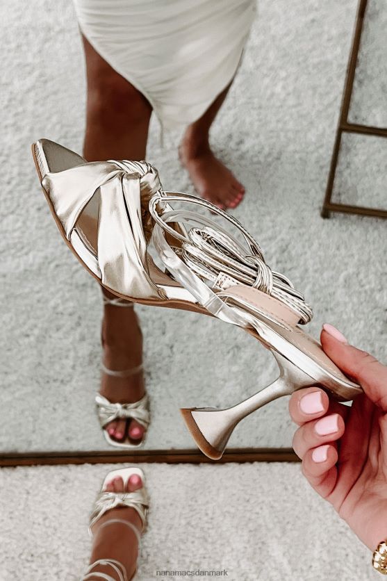 evigt glamourøse knudrede metalliske wrap-hæle NanaMacs XJPBDL3935 guld