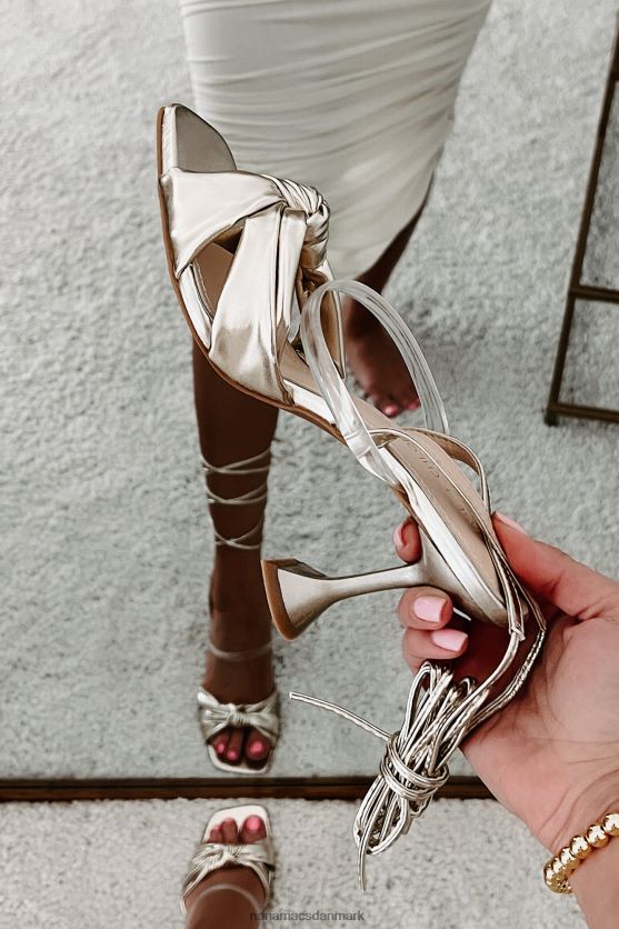 evigt glamourøse knudrede metalliske wrap-hæle NanaMacs XJPBDL3935 guld