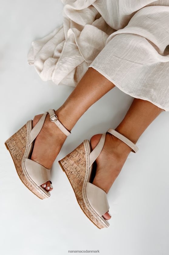 finde favor peep toe kork kile hæle NanaMacs XJPBDL4058 nøgen