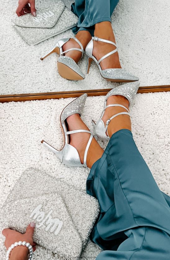 ingen reel konkurrence spidse tå rhinestone udsmykket hæl NanaMacs XJPBDL3991 sølv