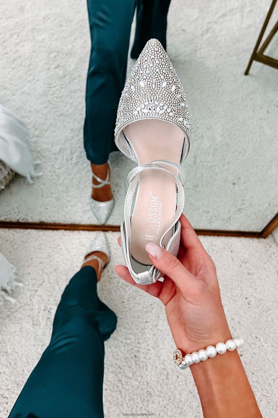 ingen reel konkurrence spidse tå rhinestone udsmykket hæl NanaMacs XJPBDL3991 sølv