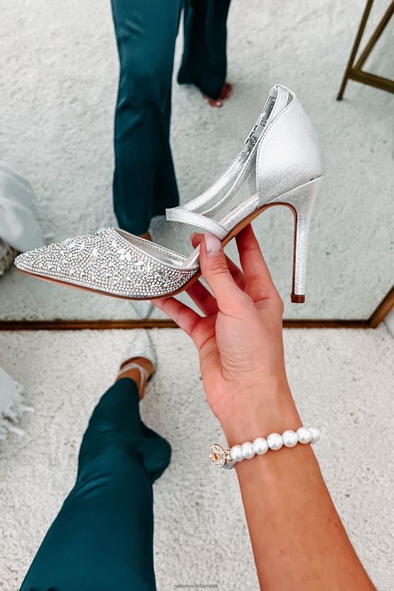 ingen reel konkurrence spidse tå rhinestone udsmykket hæl NanaMacs XJPBDL3991 sølv