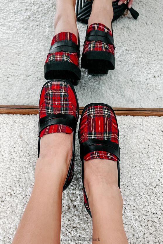 princeton prep platform loafers med hæle NanaMacs XJPBDL3977 rød plaid