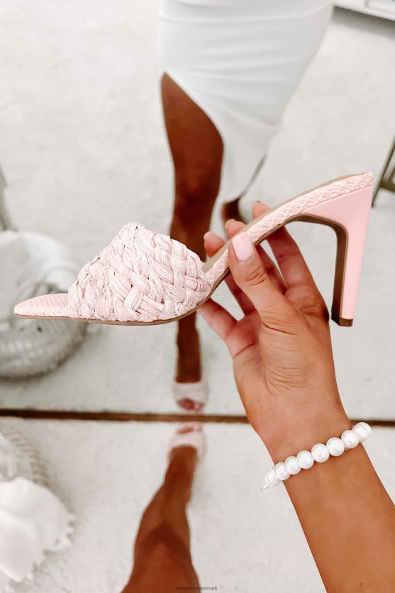 resort klar snoede vævede raffia hæle NanaMacs XJPBDL3961 lyserød raffia