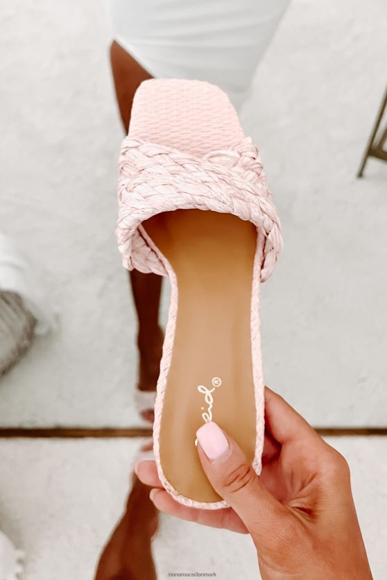 resort klar snoede vævede raffia hæle NanaMacs XJPBDL3961 lyserød raffia