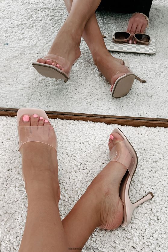 sæt dig aldrig til rette med firkantede hæle med gennemsigtige stropper NanaMacs XJPBDL3942 lyserød