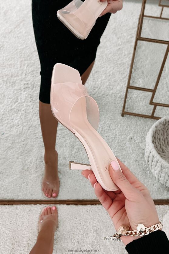 sæt dig aldrig til rette med firkantede hæle med gennemsigtige stropper NanaMacs XJPBDL3942 lyserød