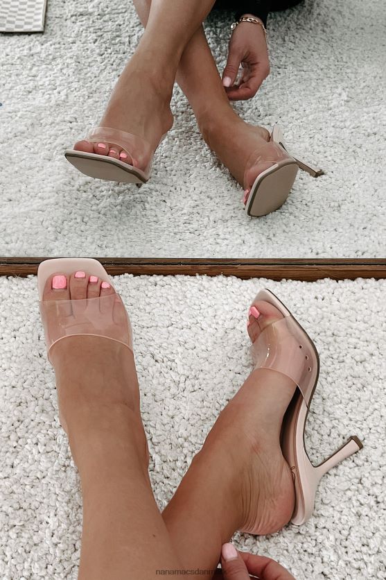 sæt dig aldrig til rette med firkantede hæle med gennemsigtige stropper NanaMacs XJPBDL3942 lyserød