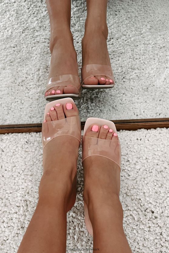 sæt dig aldrig til rette med firkantede hæle med gennemsigtige stropper NanaMacs XJPBDL3942 lyserød