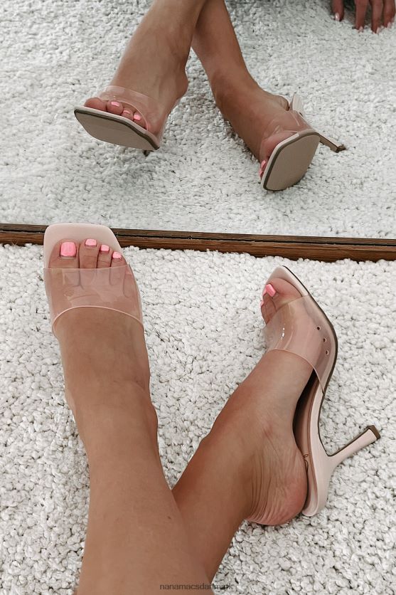 sæt dig aldrig til rette med firkantede hæle med gennemsigtige stropper NanaMacs XJPBDL3942 lyserød