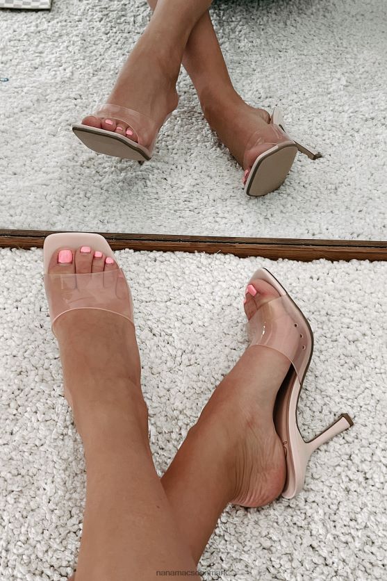 sæt dig aldrig til rette med firkantede hæle med gennemsigtige stropper NanaMacs XJPBDL3942 lyserød