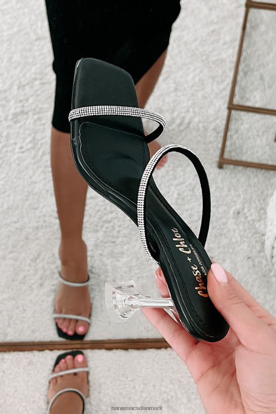 små ekstravagancer rhinestone rem lucite mule hæle NanaMacs XJPBDL3970 sort