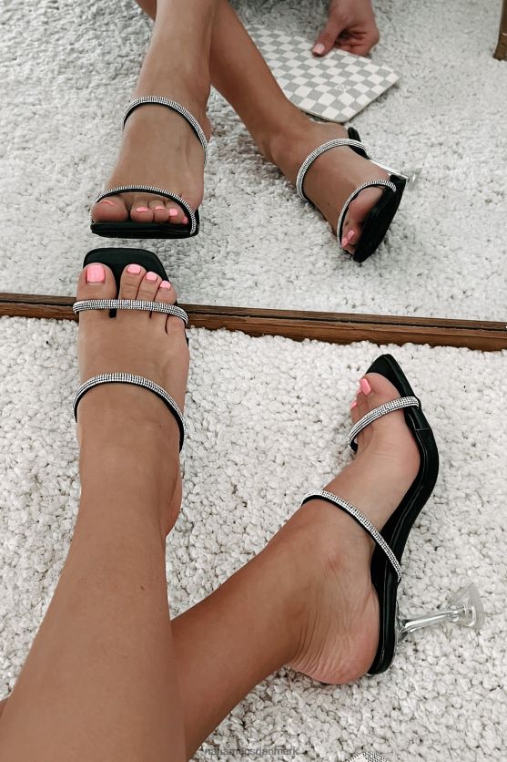 små ekstravagancer rhinestone rem lucite mule hæle NanaMacs XJPBDL3970 sort