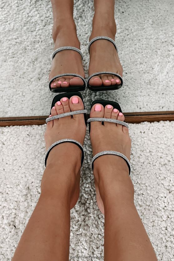 små ekstravagancer rhinestone rem lucite mule hæle NanaMacs XJPBDL3970 sort