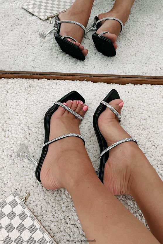 små ekstravagancer rhinestone rem lucite mule hæle NanaMacs XJPBDL3970 sort