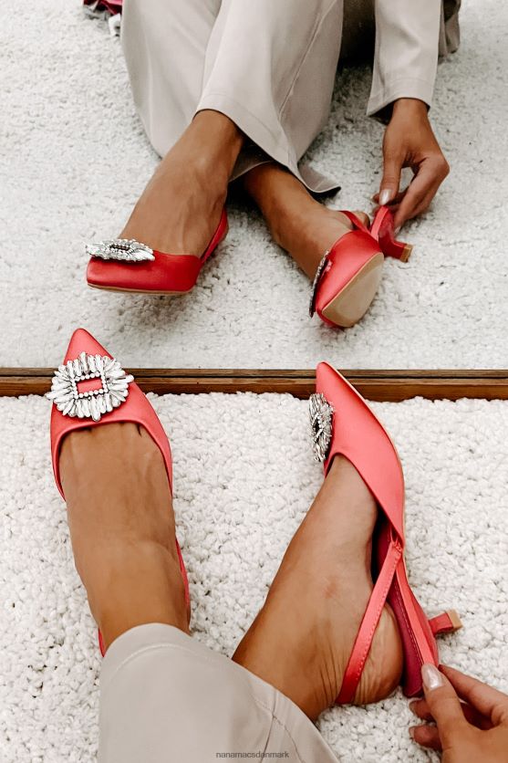 smag af succes satin slingback killingehæle NanaMacs XJPBDL3973 Hot pink