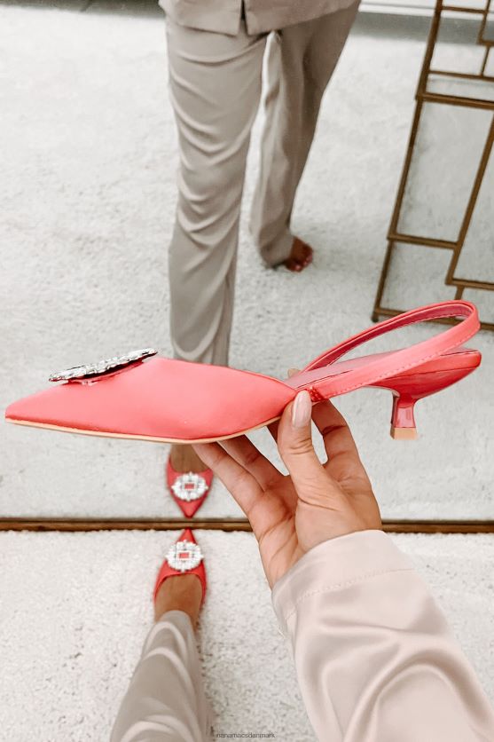 smag af succes satin slingback killingehæle NanaMacs XJPBDL3973 Hot pink