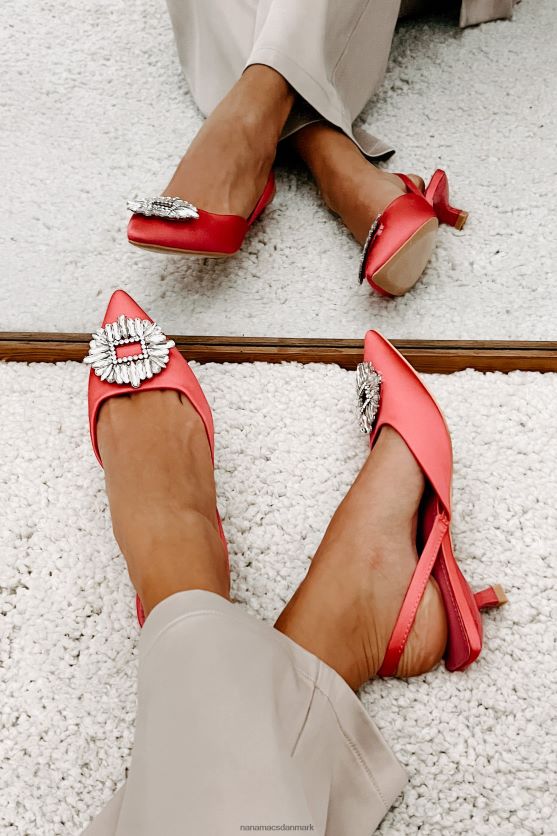 smag af succes satin slingback killingehæle NanaMacs XJPBDL3973 Hot pink