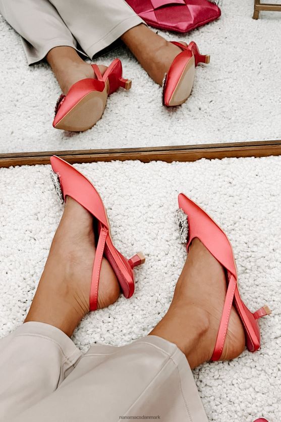 smag af succes satin slingback killingehæle NanaMacs XJPBDL3973 Hot pink