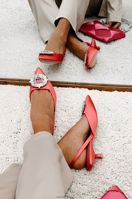 smag af succes satin slingback killingehæle NanaMacs XJPBDL3973 Hot pink