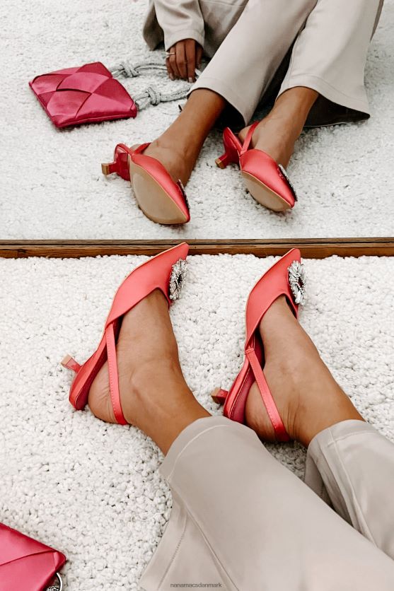 smag af succes satin slingback killingehæle NanaMacs XJPBDL3973 Hot pink