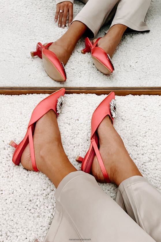 smag af succes satin slingback killingehæle NanaMacs XJPBDL3973 Hot pink
