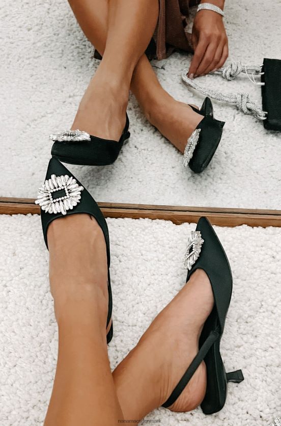 smag af succes satin slingback killingehæle NanaMacs XJPBDL3974 sort