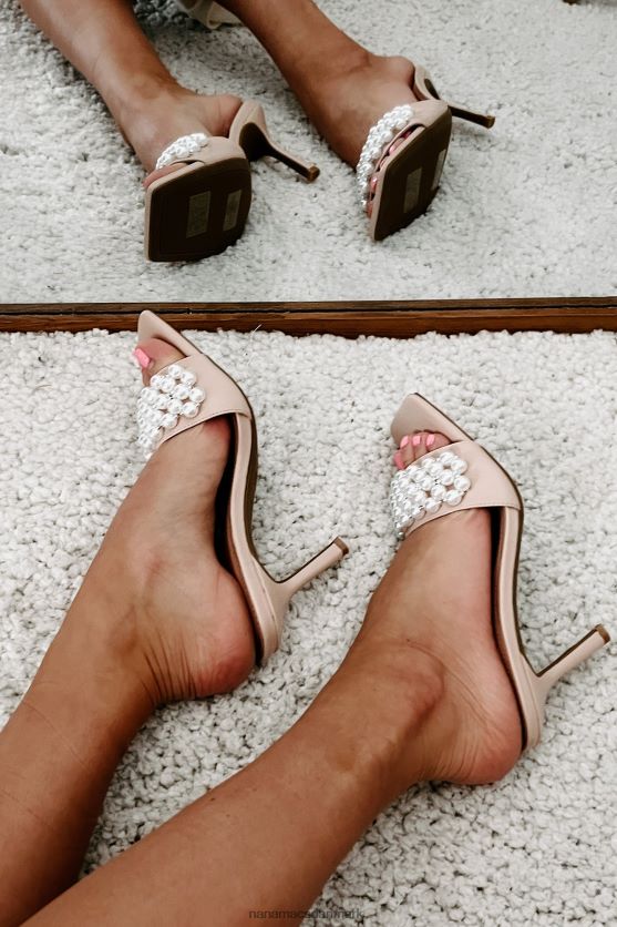 sofistikerede tage firkantet tå perlebånd hæle NanaMacs XJPBDL3937 nøgen