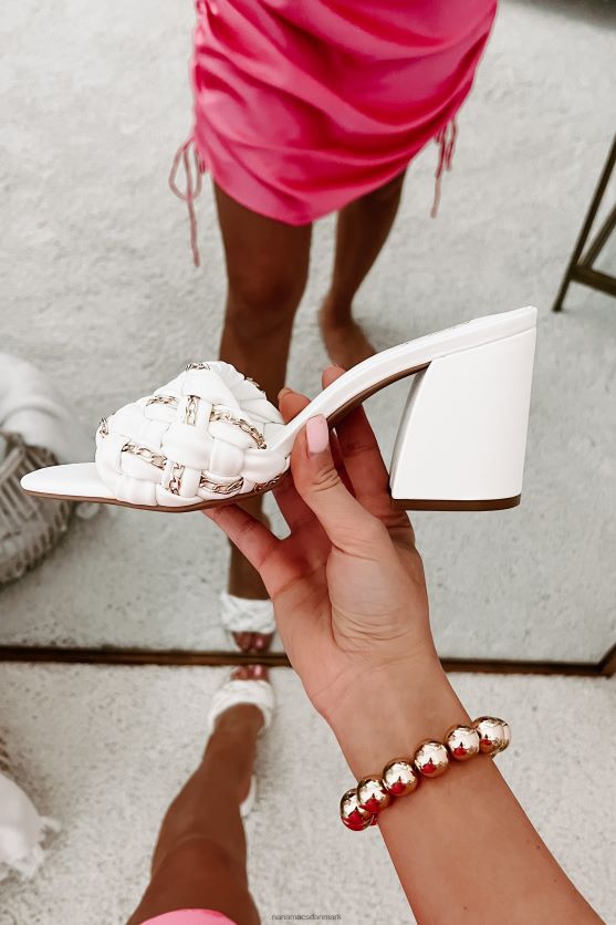 vævet skønhed vævet sandal med kæderem NanaMacs XJPBDL3985 hvid
