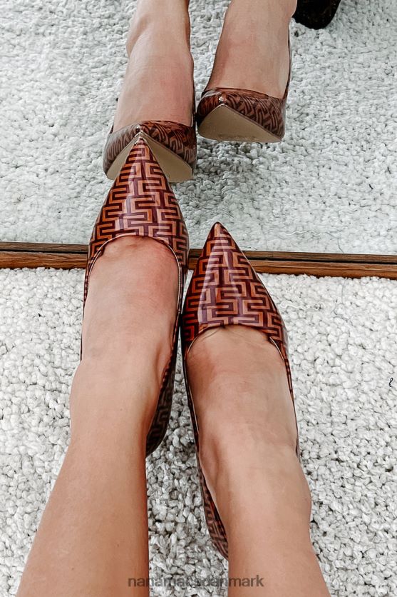 vej til succes labyrint print spidse tå hæle NanaMacs XJPBDL3976 tan