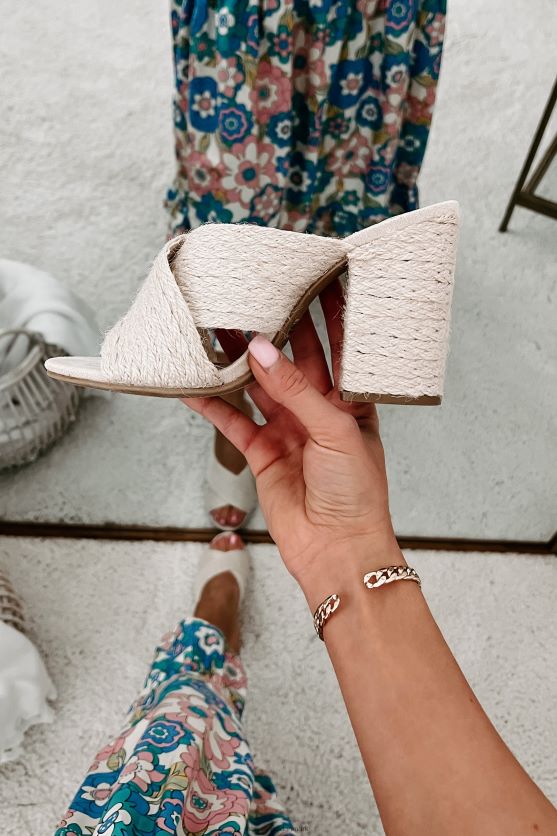 charleston smarte vævede sandaler med hæl NanaMacs XJPBDL3987 beige jute