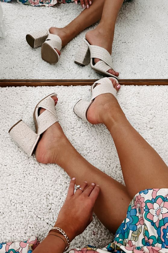 charleston smarte vævede sandaler med hæl NanaMacs XJPBDL3987 beige jute