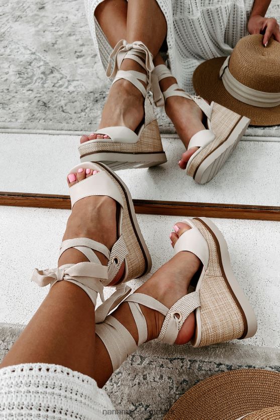 makayla ankelbindesandaler med espadrille-kile NanaMacs XJPBDL4008 knogle