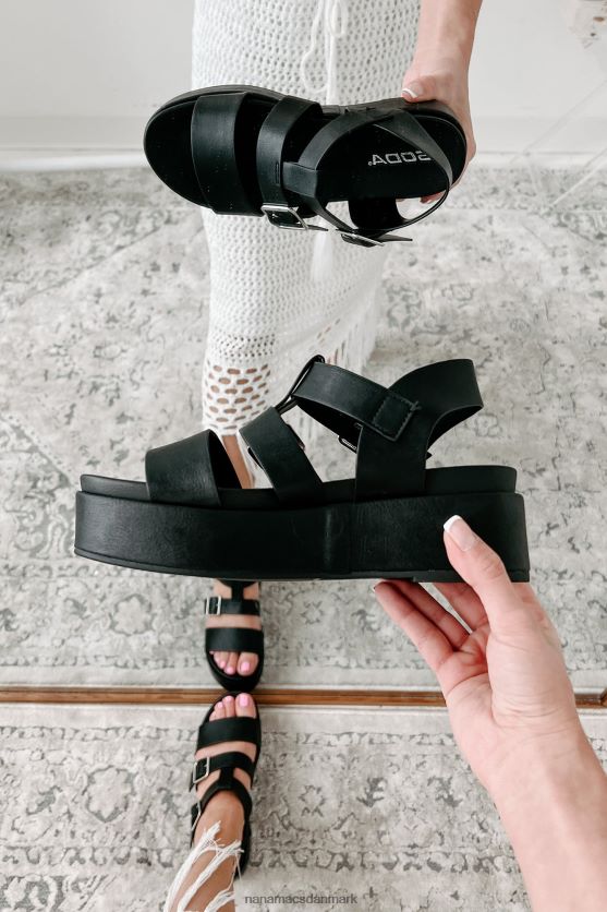 platformssandaler, der driver væk NanaMacs XJPBDL4016 sort