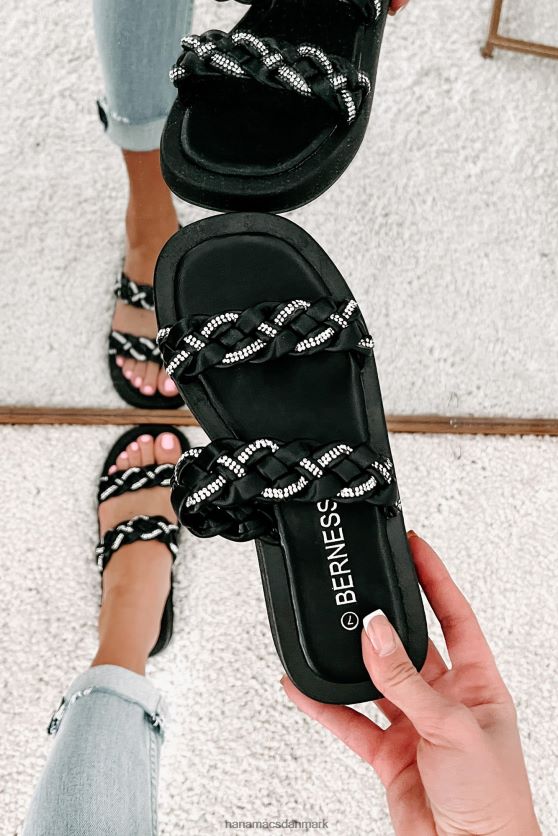 somre i byen flettede rhinstenssandaler NanaMacs XJPBDL4019 sort