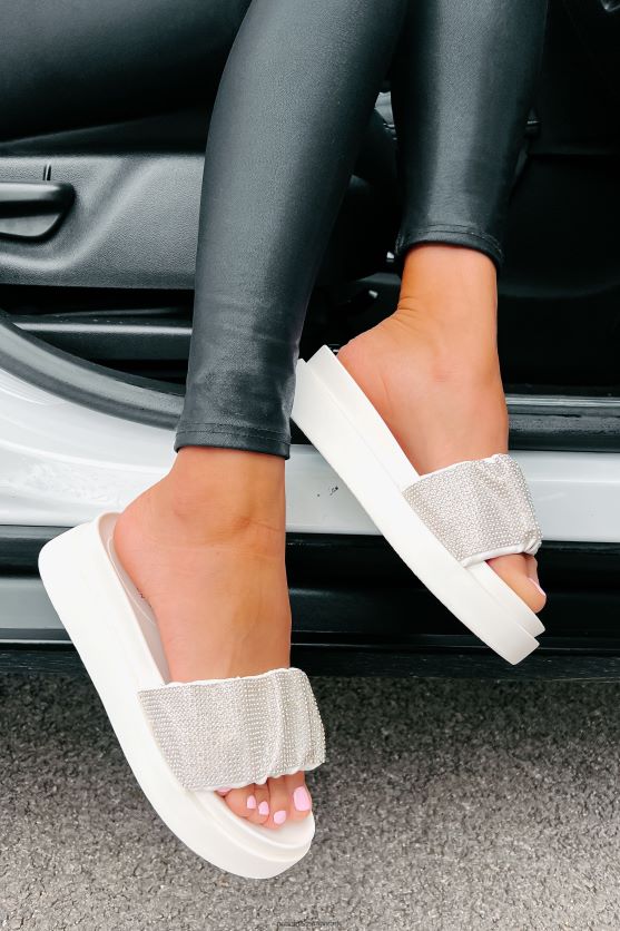 tal ikke til mig rhinestone platform slide sandaler NanaMacs XJPBDL4037 hvid