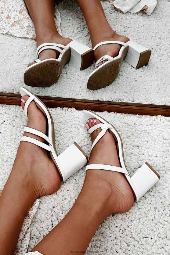 ud over troen sandaler med stropper og hæle NanaMacs XJPBDL3981 glat hvid