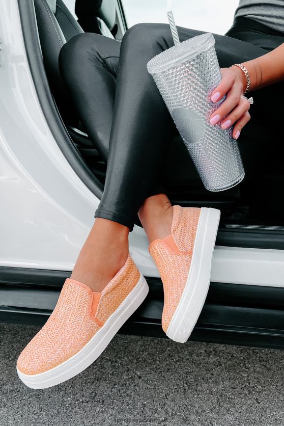 starter min rejse rafia vævede slip-on sneakers NanaMacs XJPBDL4054 fersken