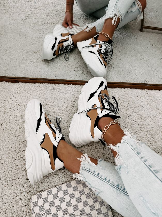 trend tracker chunky dad sneakers NanaMacs XJPBDL4051 sort/hvid/tan