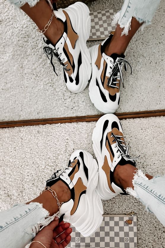 trend tracker chunky dad sneakers NanaMacs XJPBDL4051 sort/hvid/tan