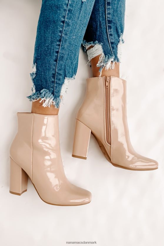 Vis frem ankelstøvletter med lakhælede læder NanaMacs XJPBDL3903 nøgen patent