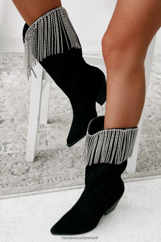arie rhinestone frynser imiteret sude billini støvler NanaMacs XJPBDL3850 sort ruskind