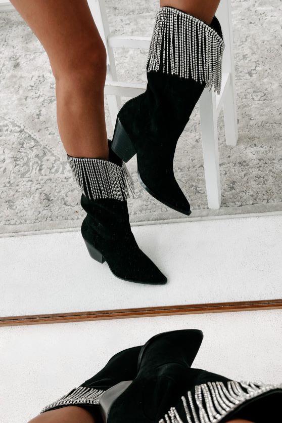 arie rhinestone frynser imiteret sude billini støvler NanaMacs XJPBDL3850 sort ruskind