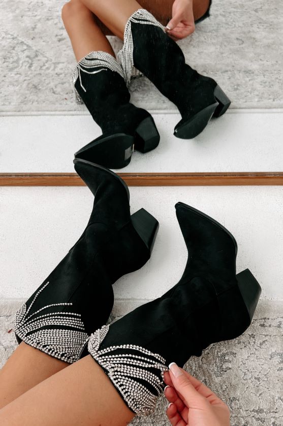 arie rhinestone frynser imiteret sude billini støvler NanaMacs XJPBDL3850 sort ruskind