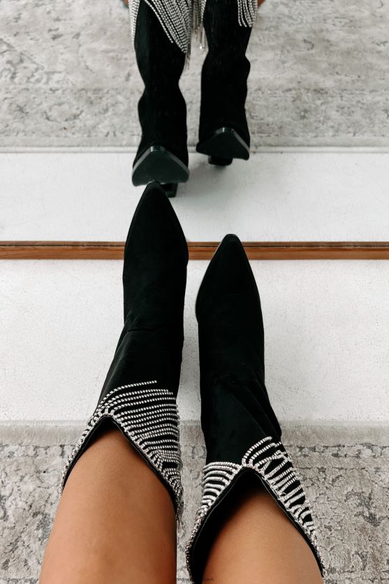 arie rhinestone frynser imiteret sude billini støvler NanaMacs XJPBDL3850 sort ruskind