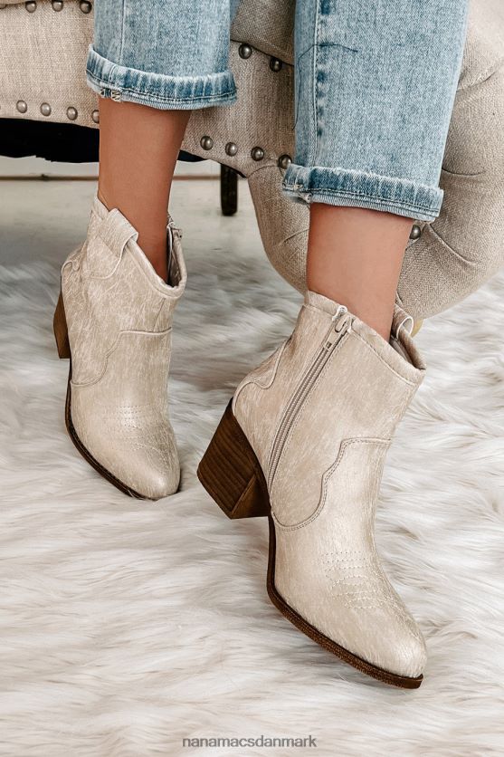 bedrager udseende kinesiske vasketøj imiteret læder støvletter NanaMacs XJPBDL3907 metallisk naturlig